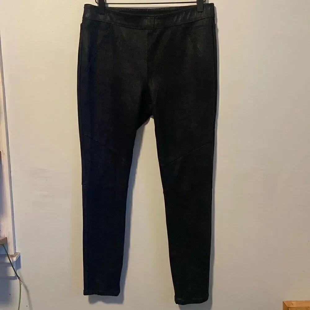 Free People Black Mid-Rise Faux Leather Pull On Leggings Size 8